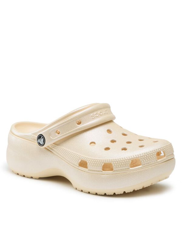 Crocs Crocs Чехли Crocs Classic Platform Shimmer Clog 208590 Бежов