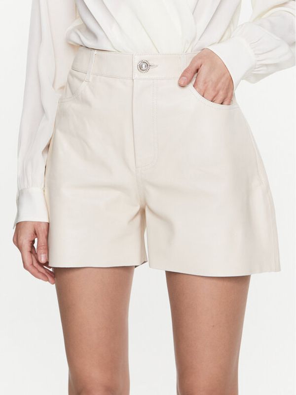 Custommade Custommade Кожени шорти Nava 999418711 Екрю Regular Fit