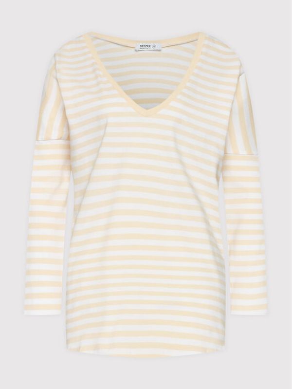 DeeZee DeeZee Блуза Submarine Stripes DK-003 Бежов Regular Fit