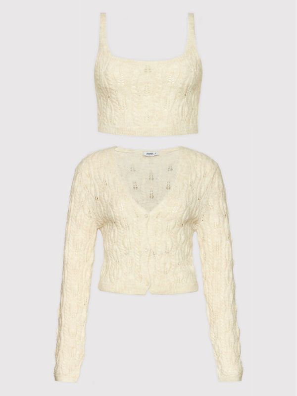 DeeZee DeeZee Комплект блуза и жилетка Damina AL014 Бежов Cropped Fit