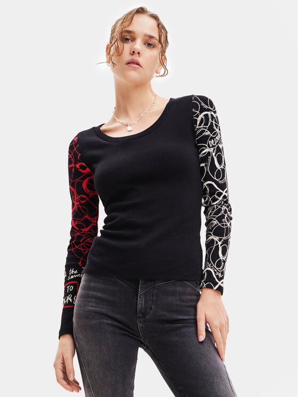 Desigual Desigual Блуза 23WWTKBQ Черен Slim Fit