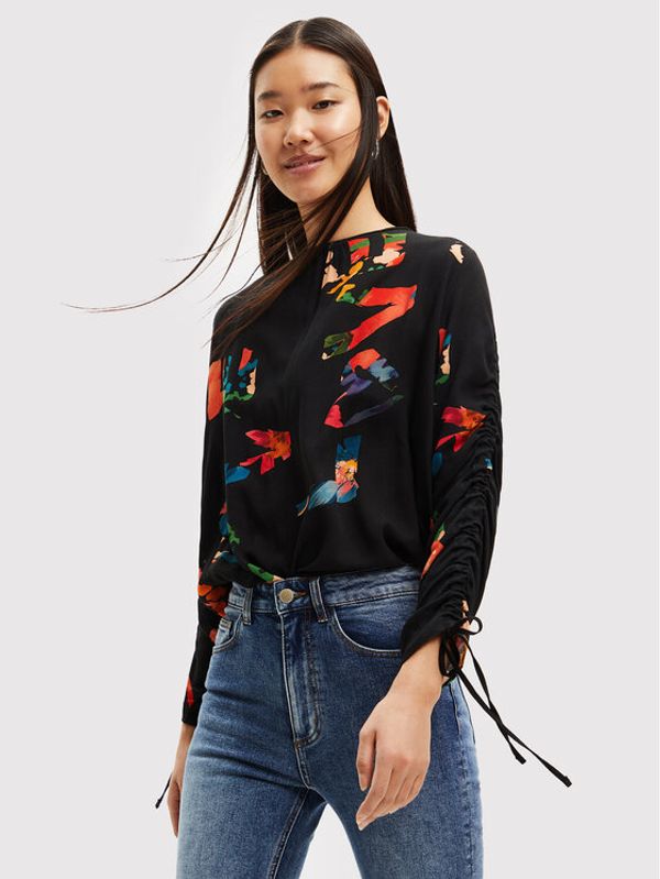 Desigual Desigual Блуза Graphic Love 22WWBW11 Черен Regular Fit