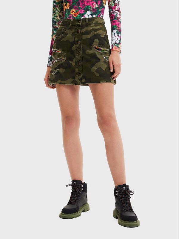 Desigual Desigual Дънкова пола Duna 22WWFN01 Зелен Regular Fit