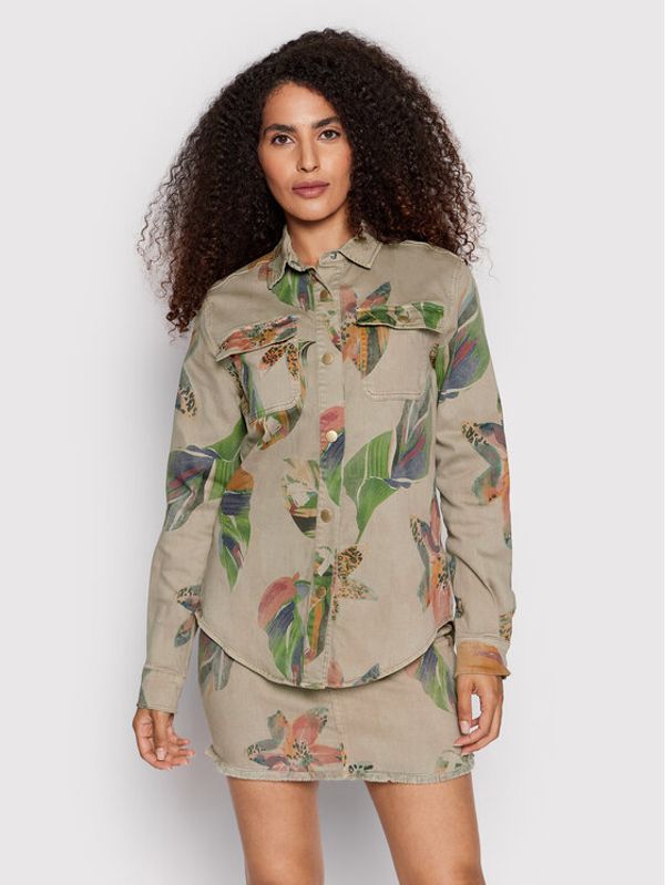 Desigual Desigual дънкова риза Flower 22SWCN04 Бежов Oversize