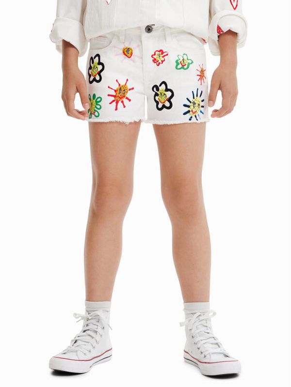 Desigual Desigual Дънкови шорти 23SGDD07 Бял Regular Fit
