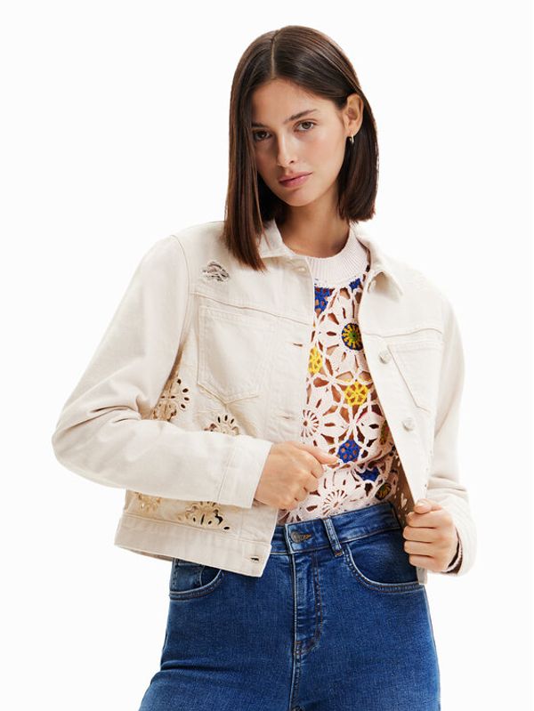 Desigual Desigual Дънково яке 23SWED38 Бежов Regular Fit