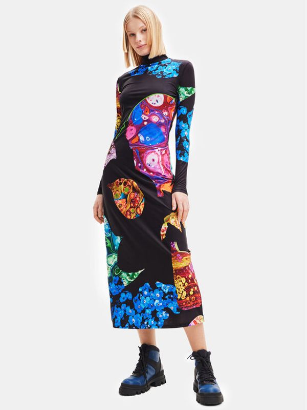 Desigual Desigual Ежедневна рокля 23WWVK06 Черен Slim Fit