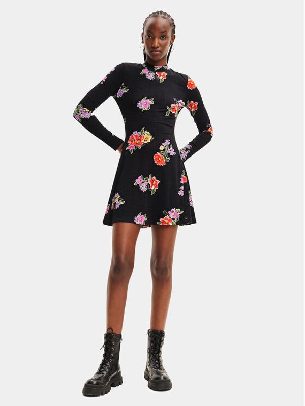 Desigual Desigual Ежедневна рокля 23WWVK29 Черен Slim Fit