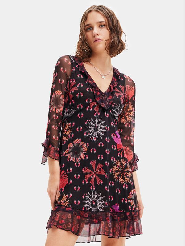 Desigual Desigual Ежедневна рокля 23WWVKA6 Черен Regular Fit