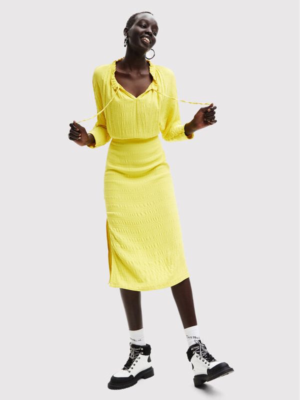 Desigual Desigual Ежедневна рокля Bolonia 22WWVW68 Жълт Slim Fit