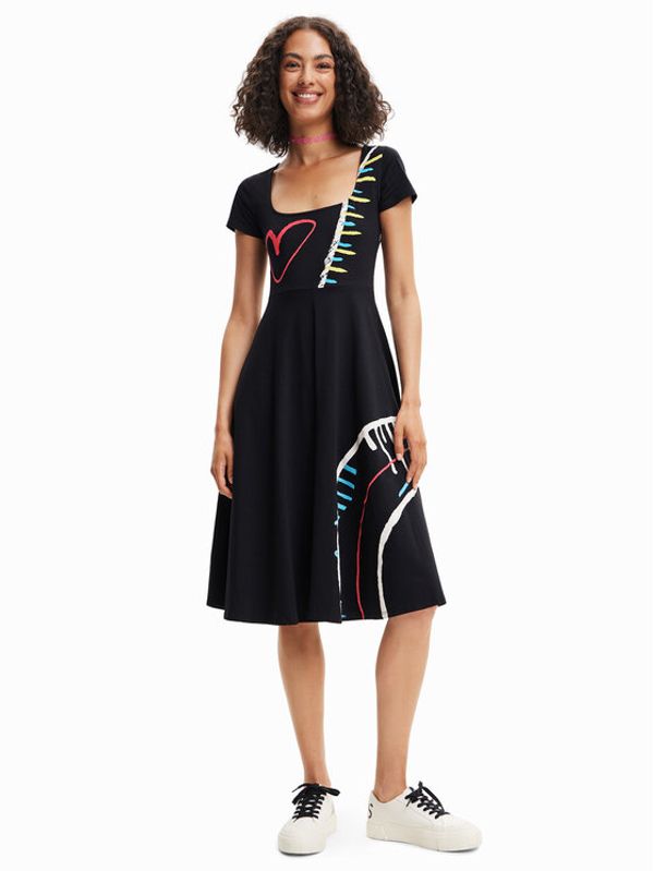 Desigual Desigual Ежедневна рокля Lisa 23SWVK12 Черен Regular Fit