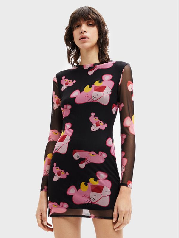 Desigual Desigual Ежедневна рокля PINK PANTHER 22WWVK39 Черен Slim Fit