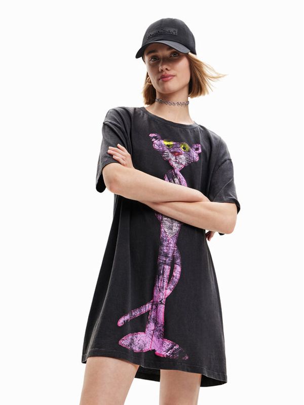Desigual Desigual Ежедневна рокля PINK PANTHER 23SWVK37 Черен Regular Fit