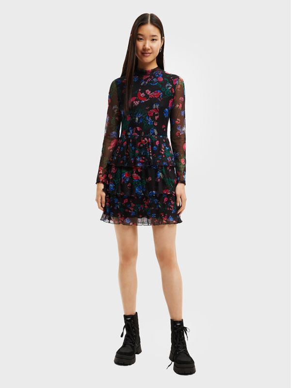 Desigual Desigual Коктейлна рокля MONSIEUR CHRISTIAN LACROIX Sea 22WWVK41 Черен Regular Fit