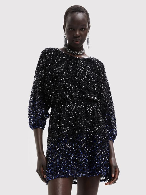 Desigual Desigual Коктейлна рокля Saturno 22WWVW64 Черен Regular Fit