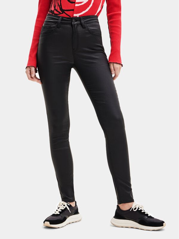 Desigual Desigual Кожени панталони 23WWPW21 Черен Slim Fit