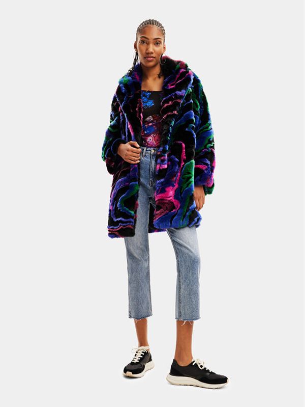 Desigual Desigual Кожено палто 23WWEW25 Черен Loose Fit