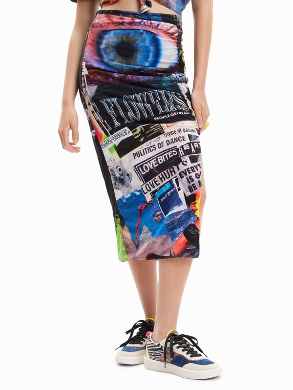Desigual Desigual Миди пола Posters 23SWFK09 Цветен Slim Fit