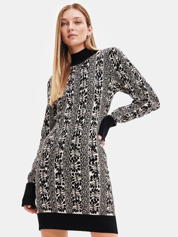 Desigual Desigual Плетена рокля 23WWVF01 Черен Slim Fit