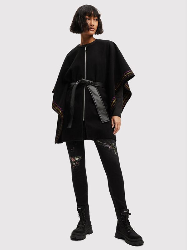 Desigual Desigual Пончо Aladin 22WAIA38 Черен Relaxed Fit