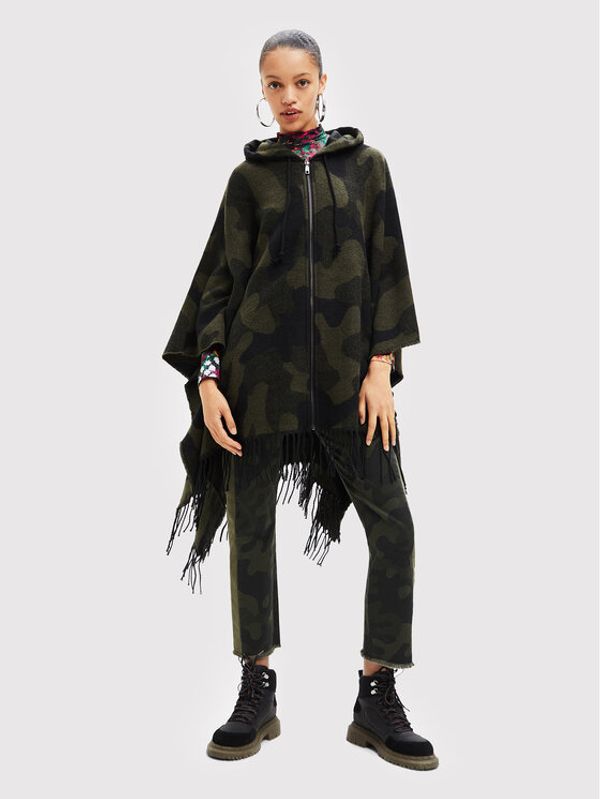 Desigual Desigual Пончо Fluor Arenal 22WAIA23 Зелен Relaxed Fit