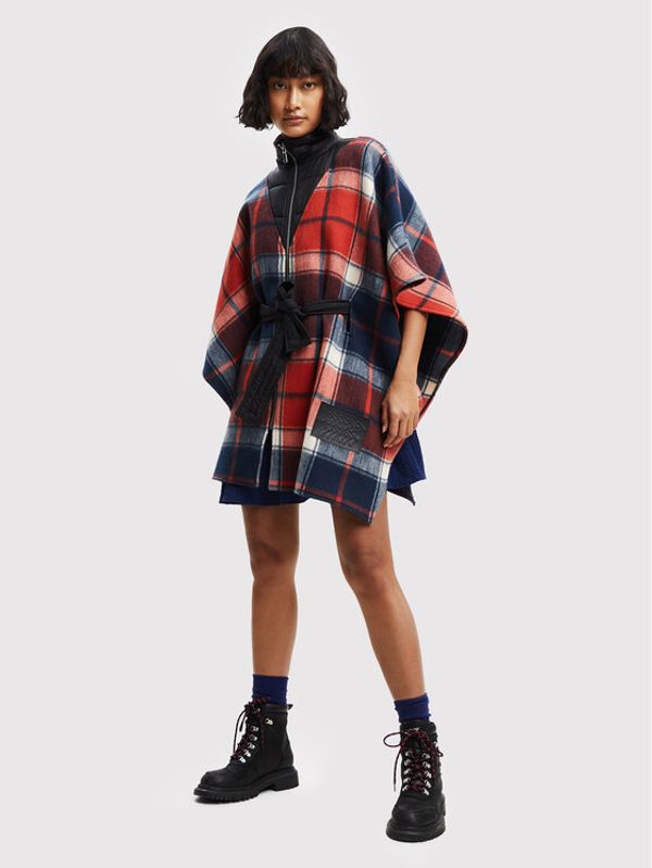 Desigual Desigual Пончо Red Check Milan 22WAIA12 Червен Relaxed Fit