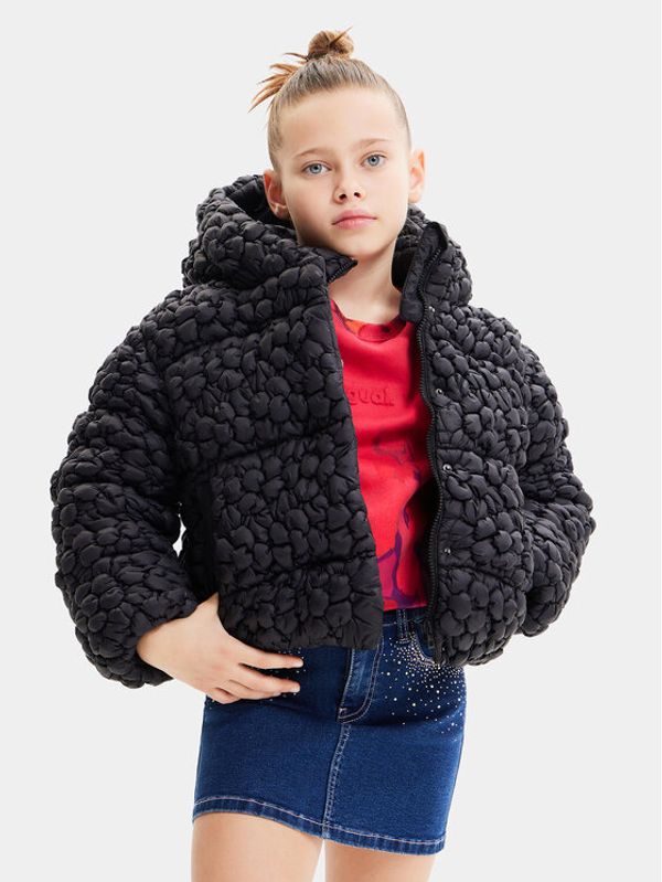 Desigual Desigual Пухено яке 23WGEW04 Черен Regular Fit