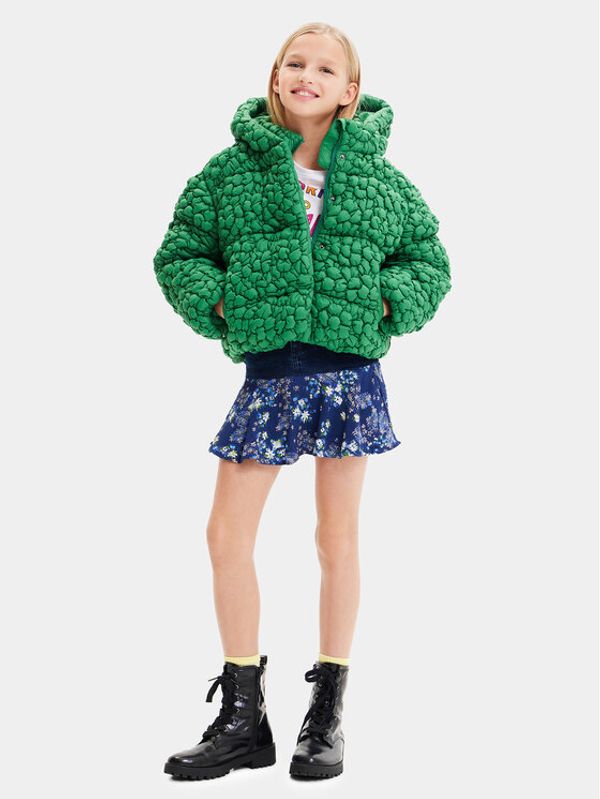 Desigual Desigual Пухено яке 23WGEW04 Зелен Regular Fit