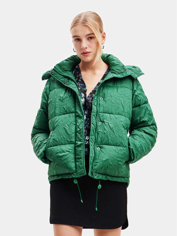 Desigual Desigual Пухено яке 23WWEW72 Зелен Regular Fit