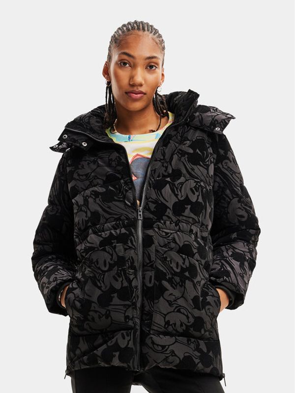 Desigual Desigual Пухено яке 23WWEWB2 Черен Regular Fit
