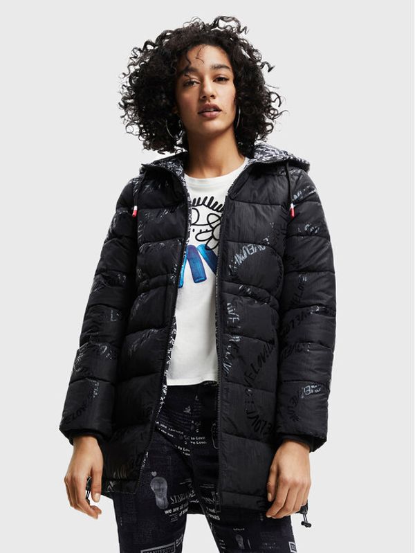 Desigual Desigual Пухено яке Aarhus 22WWEW30 Черен Regular Fit