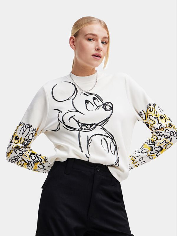 Desigual Desigual Пуловер 23WWJF45 Бял Regular Fit