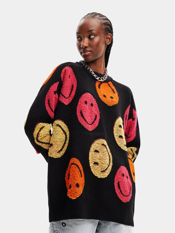 Desigual Desigual Пуловер 23WWJF86 Черен Oversize