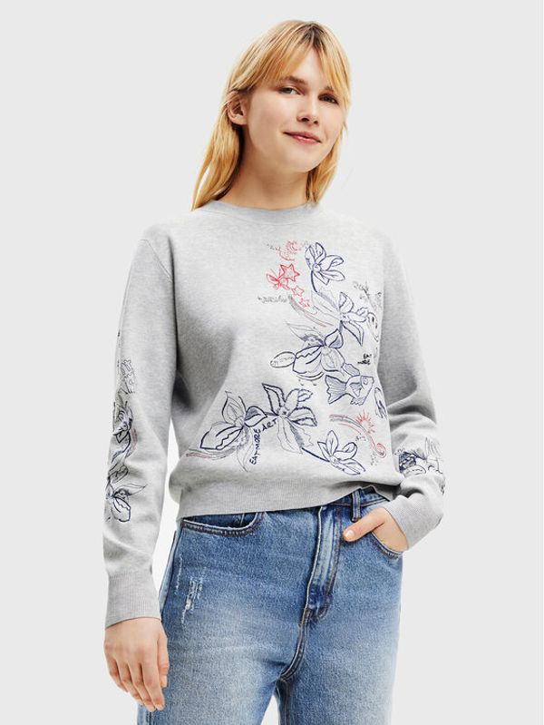 Desigual Desigual Пуловер Laia 22WWJFAF Сив Relaxed Fit
