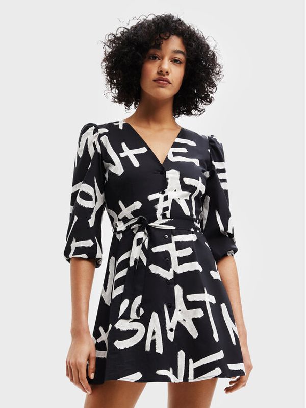 Desigual Desigual Рокля тип риза Agnes 22WWVW14 Черен Regular Fit