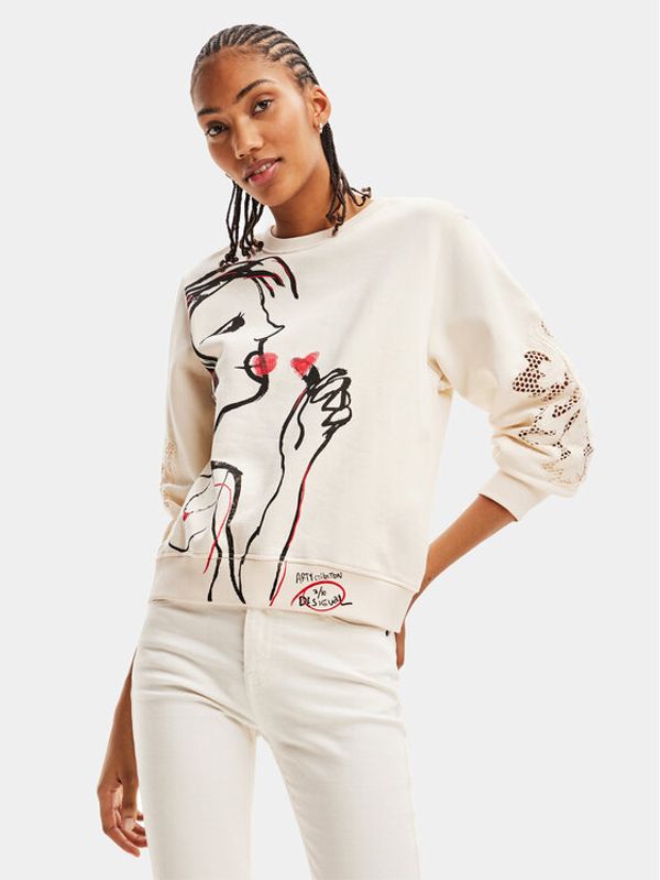 Desigual Desigual Суитшърт 23WWSK05 Бял Regular Fit