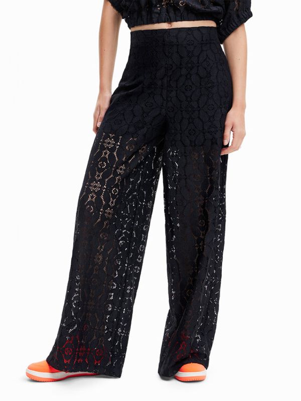 Desigual Desigual Текстилни панталони Newcastle 23SWPW05 Черен Relaxed Fit