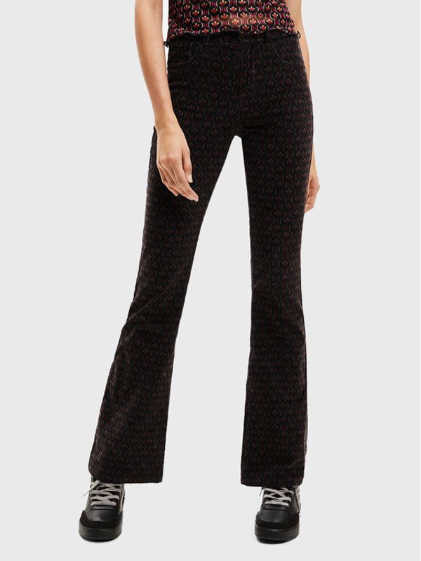 Desigual Desigual Текстилни панталони Tears 22WWPN08 Черен Flare Fit