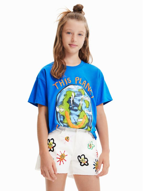 Desigual Desigual Тишърт 23SBTK09 Син Regular Fit