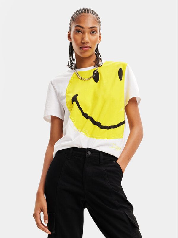 Desigual Desigual Тишърт 23WWTKBP Бял Loose Fit