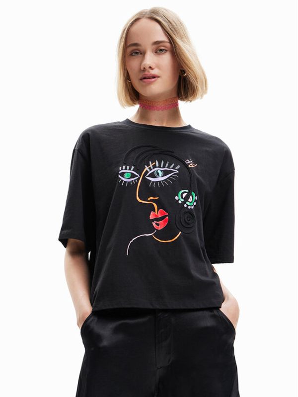 Desigual Desigual Тишърт Face 23SWTKBU Черен Regular Fit