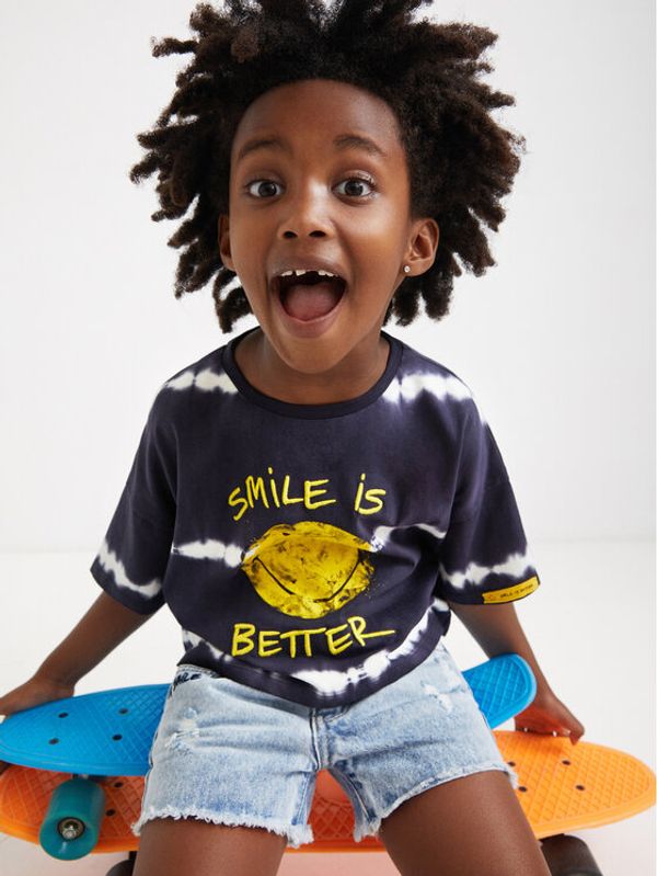 Desigual Desigual Тишърт SMILEY Field 22SGTK12 Тъмносин Loose Fit