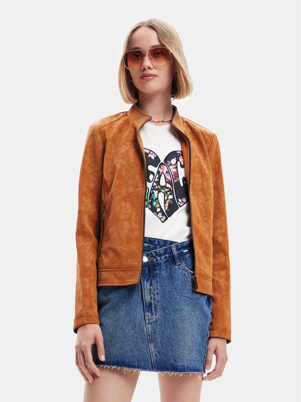 Desigual Desigual Яке от имитация на кожа 23SWEW02 Кафяв Regular Fit