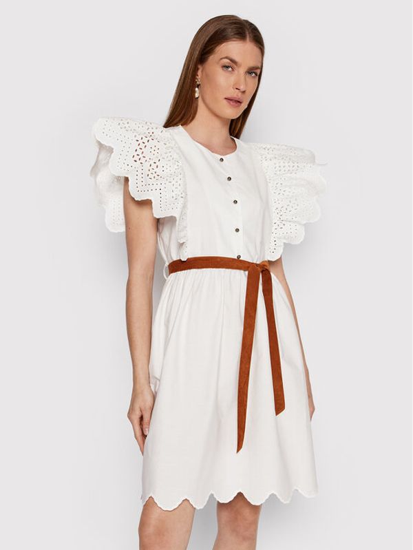 Dixie Dixie Ежедневна рокля AHA9RCT Бял Regular Fit