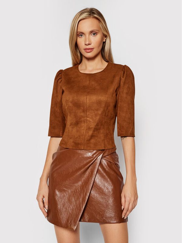 DKNY DKNY Блуза P1HA7I75 Кафяв Slim Fit