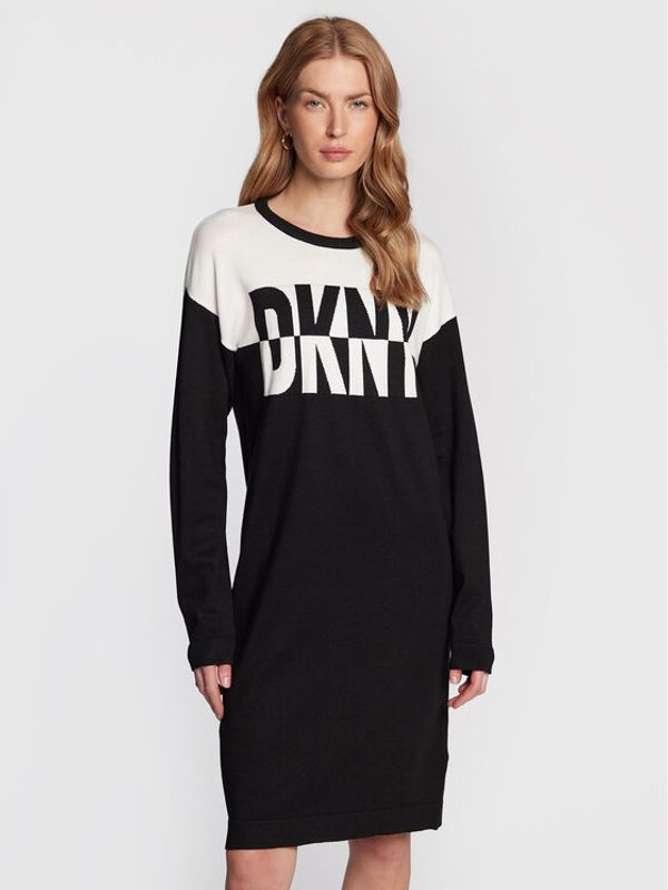 DKNY DKNY Плетена рокля DD2GN305 Черен Regular Fit