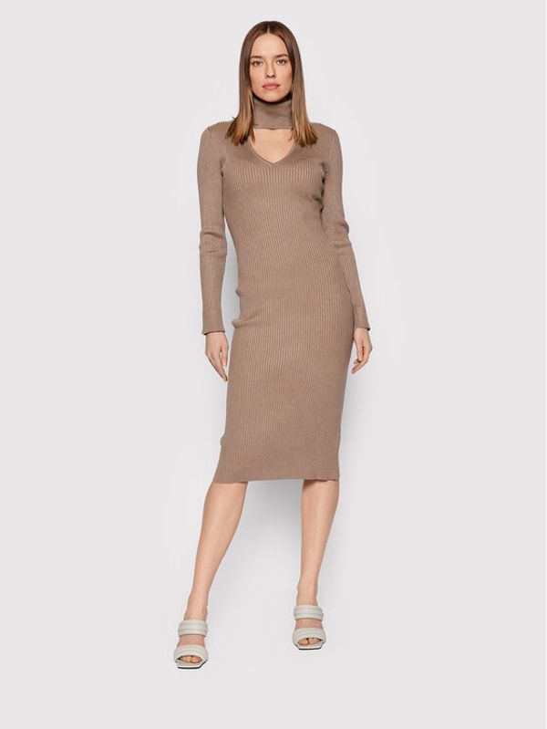 DKNY DKNY Плетена рокля P1KUAPA0 Кафяв Slim Fit