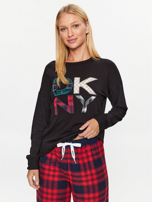 DKNY DKNY Тениска на пижама YI2122591 Черен Regular Fit