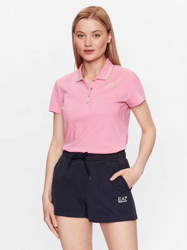 EA7 Emporio Armani EA7 Emporio Armani Тениска с яка и копчета 3RTF04 TJNXZ 1428 Розов Regular Fit