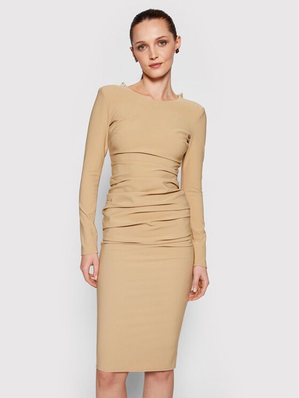 Elisabetta Franchi Elisabetta Franchi Коктейлна рокля AB-008-16E3-V380 Бежов Slim Fit